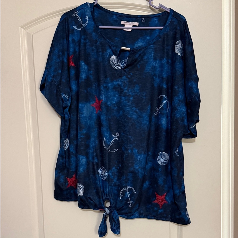 Allison Daley Blue and Red Women's Blouse